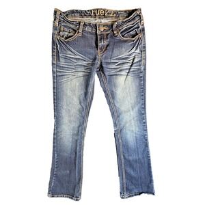 Rue21 Low Rise Skinny Jeans Size 3/4 Blue Denim Embroidered Pockets Stretch